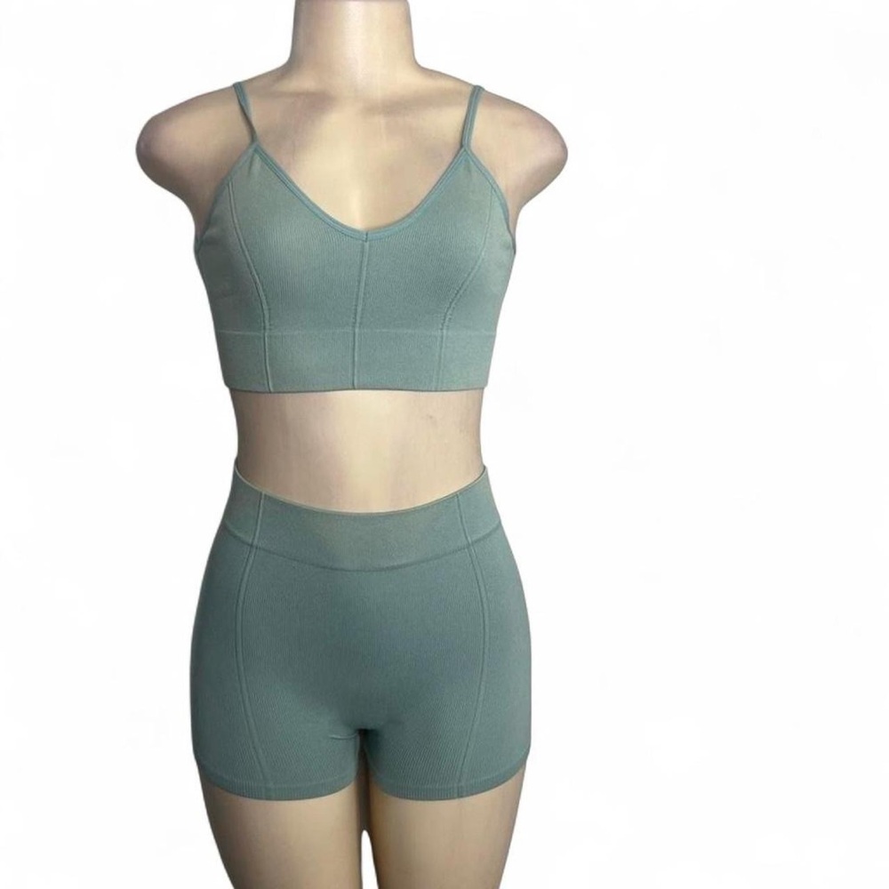 Sage Green Two Piece Activewear Short Set